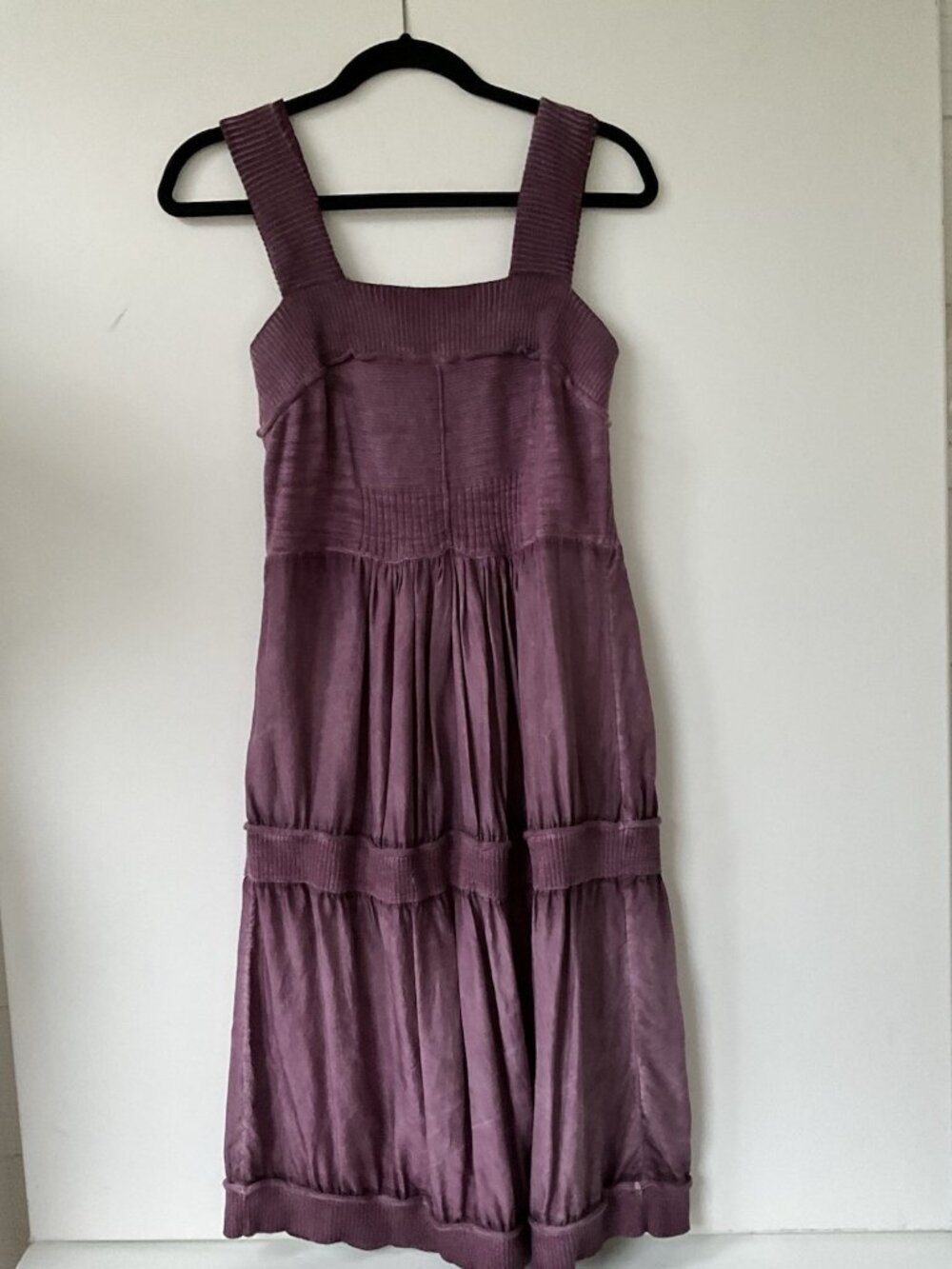 Anthropologie Eloise Silk Sweater Knit Tiered Midi Dress Mauve Purple Square M - Picture 4 of 8